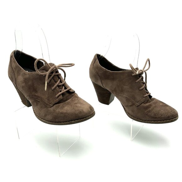 Dr. Scholl’s Cheer Lace-Up Ankle Bootie Block Heel Light Brown Suede US 6 M - Picture 2 of 9